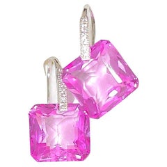 Pink Sapphire Earrings in Sterling Silver