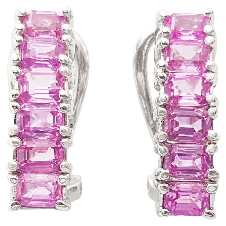 Orecchini con zaffiri rosa incastonati in oro bianco 18K