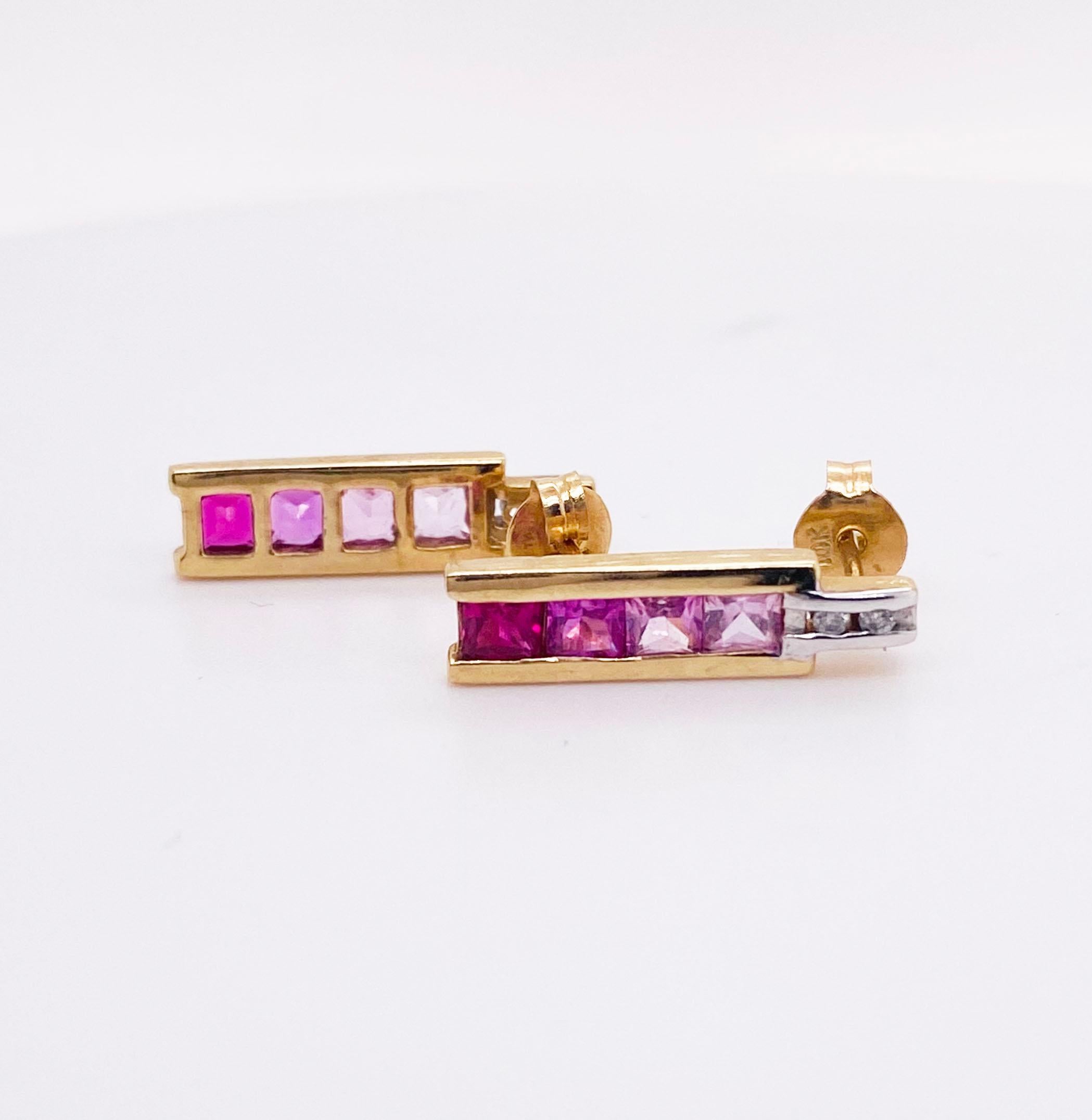 pink sapphire earrings yellow gold