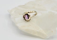 Pink Sapphire Emerald Cut 1 Carat Surrounded with Diamonds in White Gold Ring