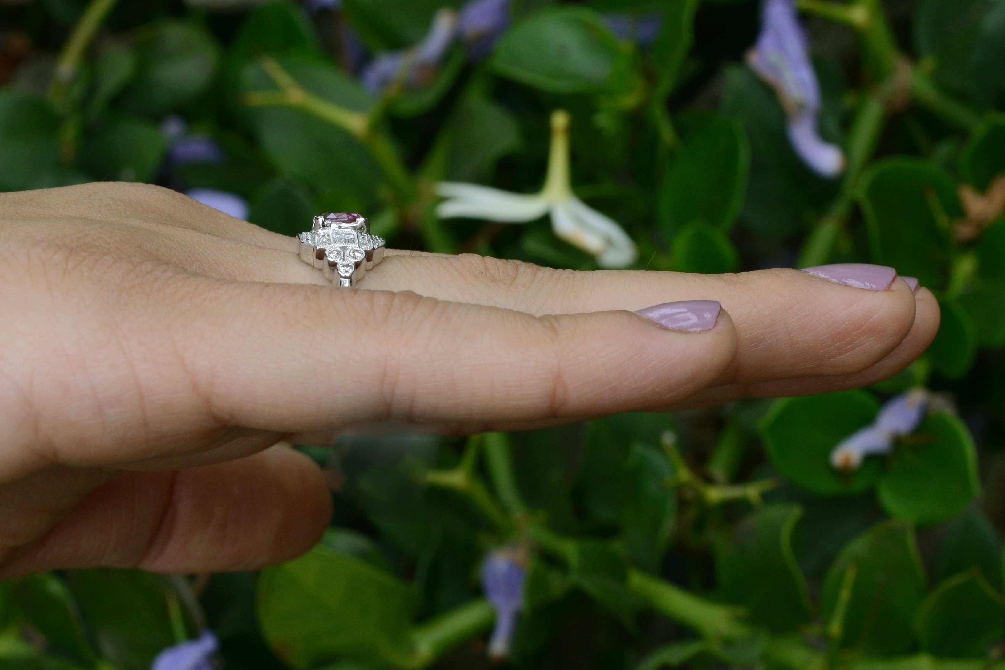 estate pink sapphire engagement ring