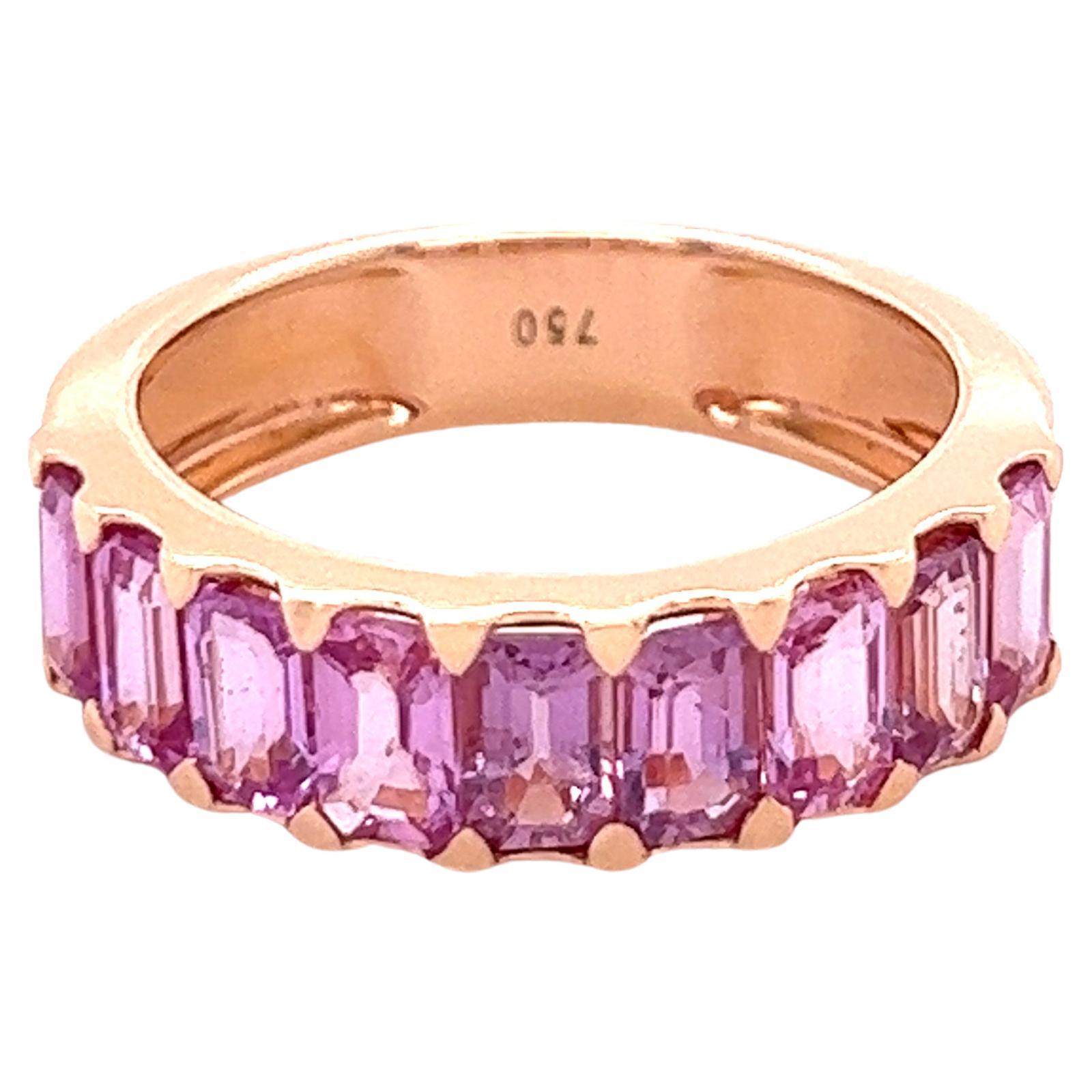 Pink Sapphire Eternity 18k Rose Gold Ring For Sale