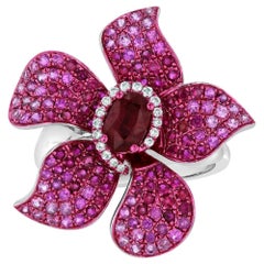 Pink Sapphire Flower Ring