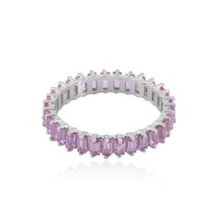 Ring aus 14 Karat Weißgold mit rosa Saphir-Eternity-Band