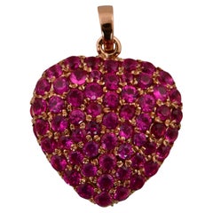 Colgante Corazón de Piedra Preciosa Rosa de 4,15 Quilates Oro Rosa de 18 Kilates Hecho a Mano Joyería Fina