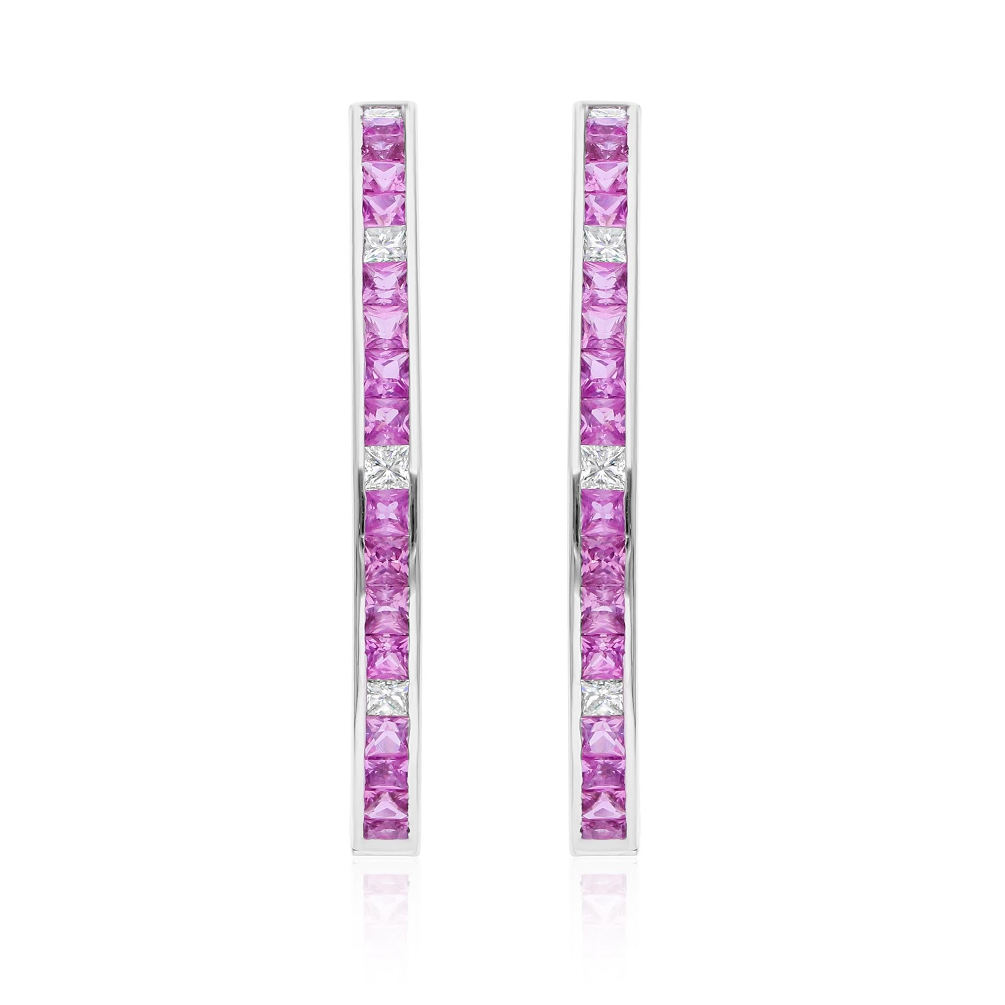 Cast from 14-karat gold, these exquisite earrings are handset with 3.57 carats pink sapphire and 0.75 carats of sparkling diamonds.

FOLLOW SPECTRUM JEWELS storefront to view the latest collection & exclusive pieces. Spectrum Jewels is proudly rated
