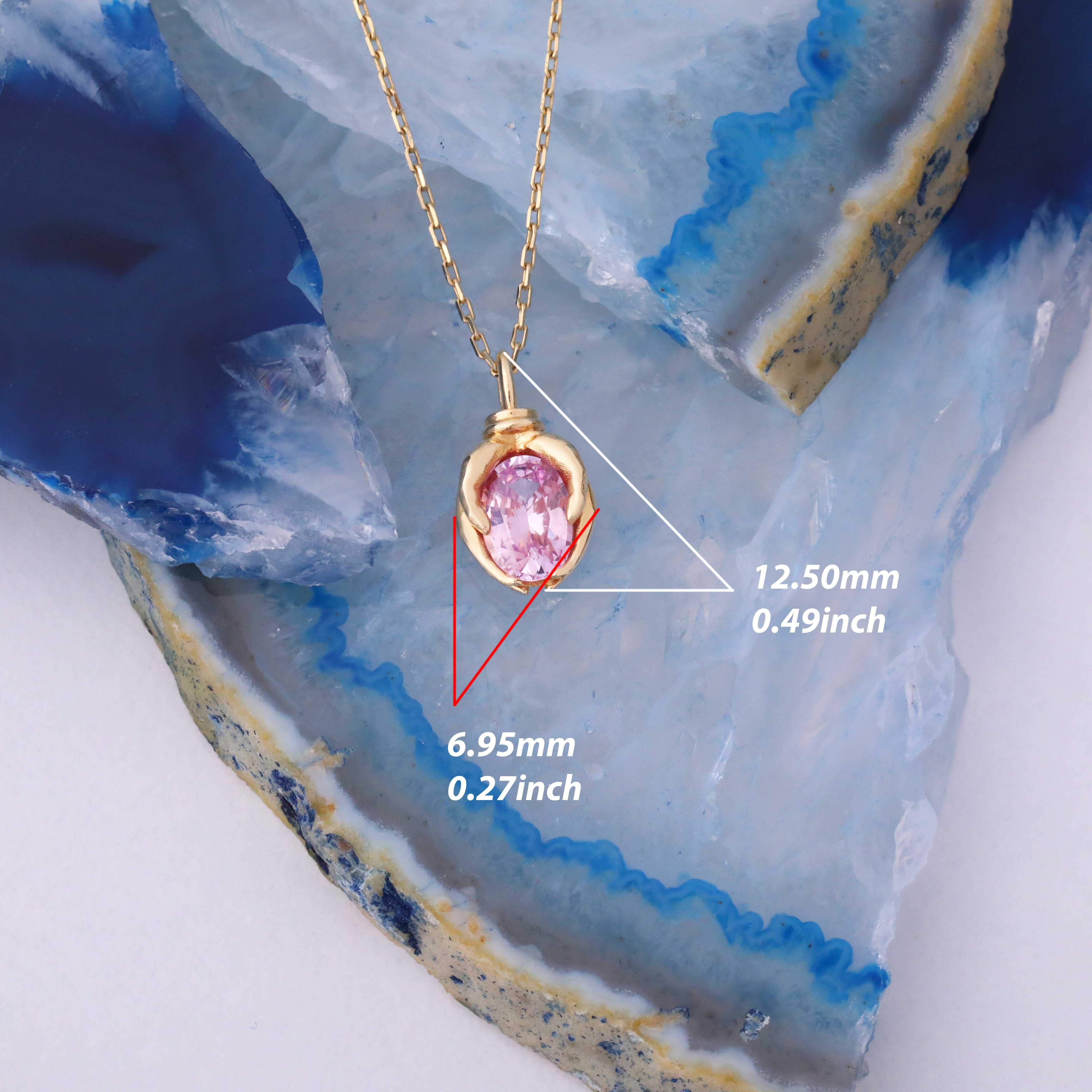 Pink Sapphire ”Gift Of Love” 0.90ct Solid Gold Necklace In New Condition For Sale In Fatih, 34