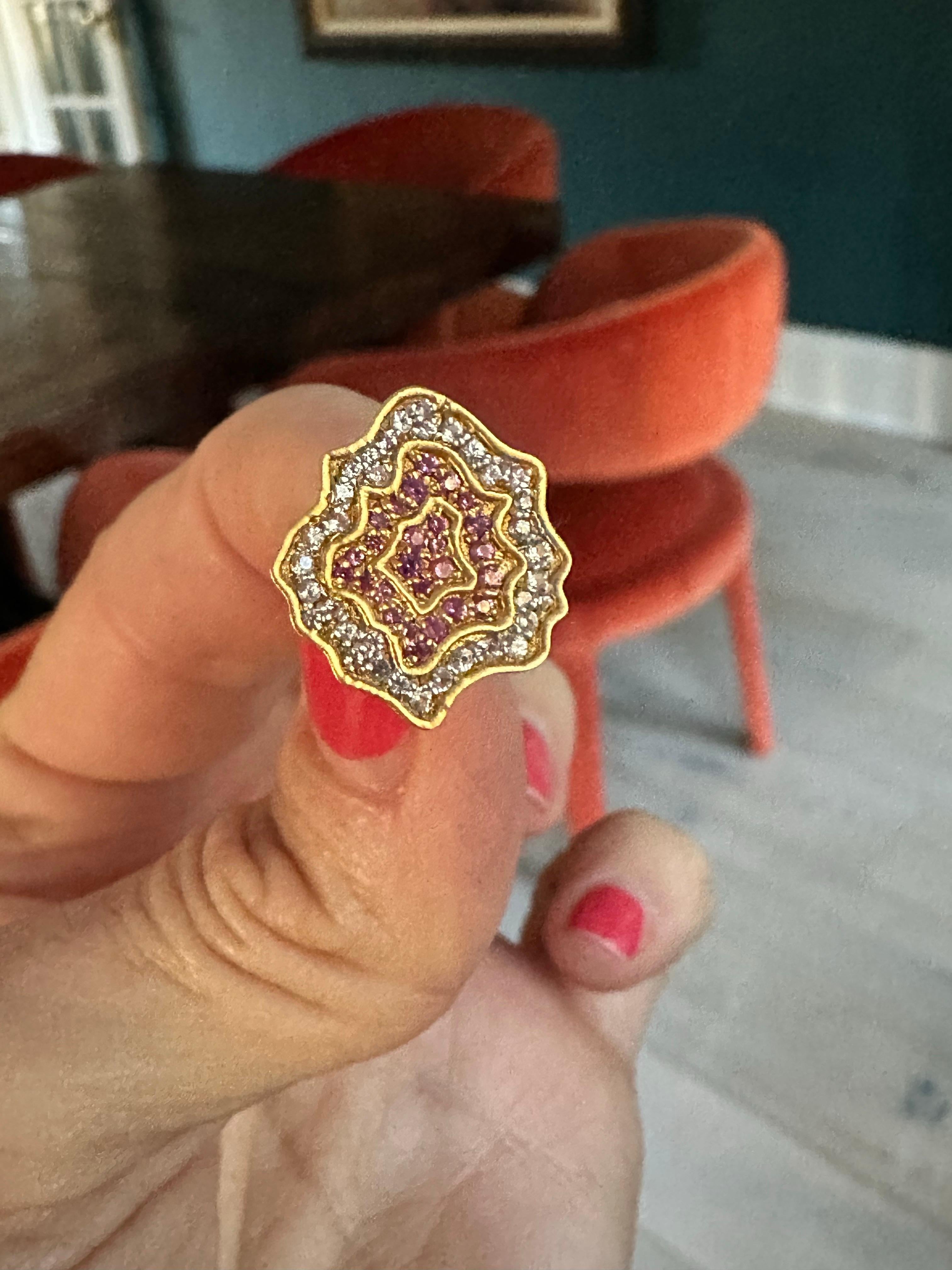 Pink Sapphire Gold Flower Studs by Lauren Harper For Sale 1
