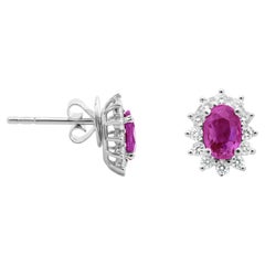 Boucles d'oreilles Halo en saphir rose