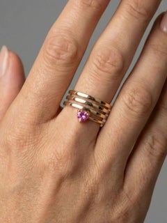 Pink Sapphire Heart Accent 14K (18K Custom) Gold Stacked Band Ring
