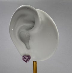 Pink Sapphire Heart Earrings set in 18K White Gold Settings