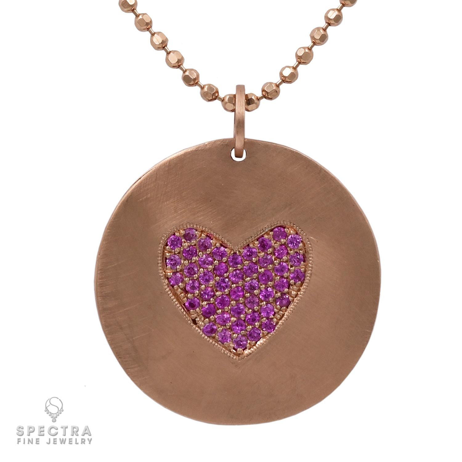 Contemporain Chaîne collier pendentif cœur en or rose 14 carats en vente