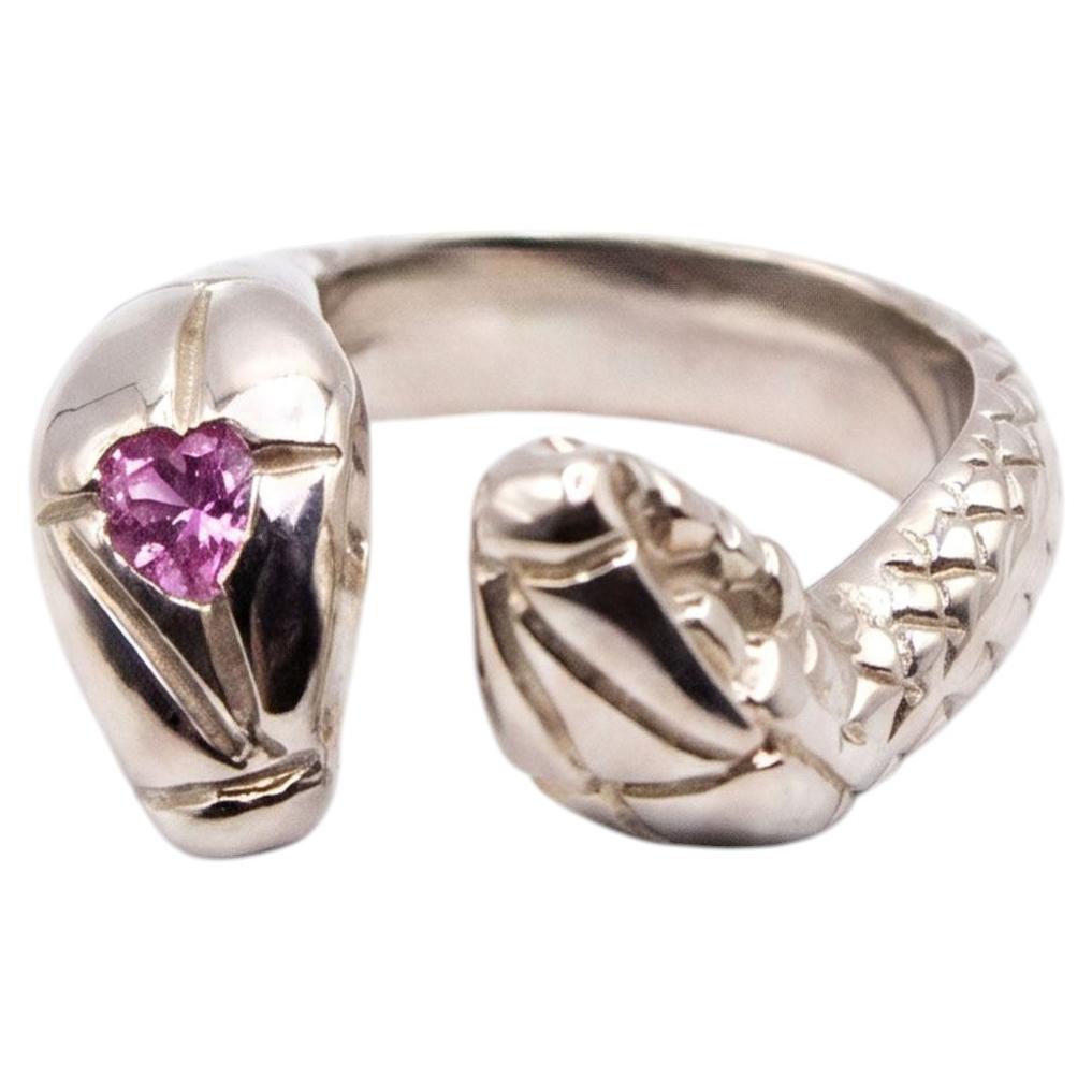 Pink Sapphire Snake Ring Heart Silver Emerald Diamond Serpent For Sale
