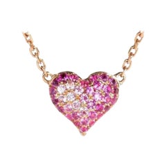 Pink Sapphire Heart Shape Necklace 18K Rose Gold