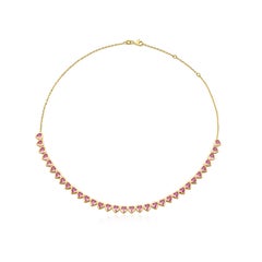 Pink Sapphire Heart Tennis Necklace