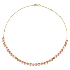 Pink Sapphire Heart Tennis Necklace