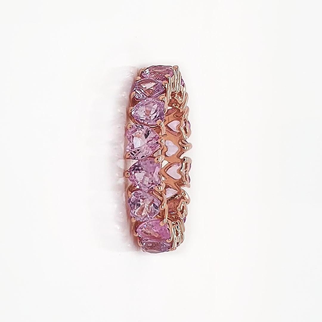 Rosa Saphir Herzen Ewigkeitsring 14k Gold (Herzschliff)