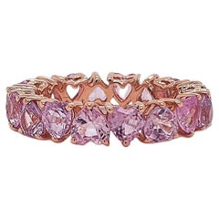 Pink Sapphire Hearts Eternity Ring 14k Gold