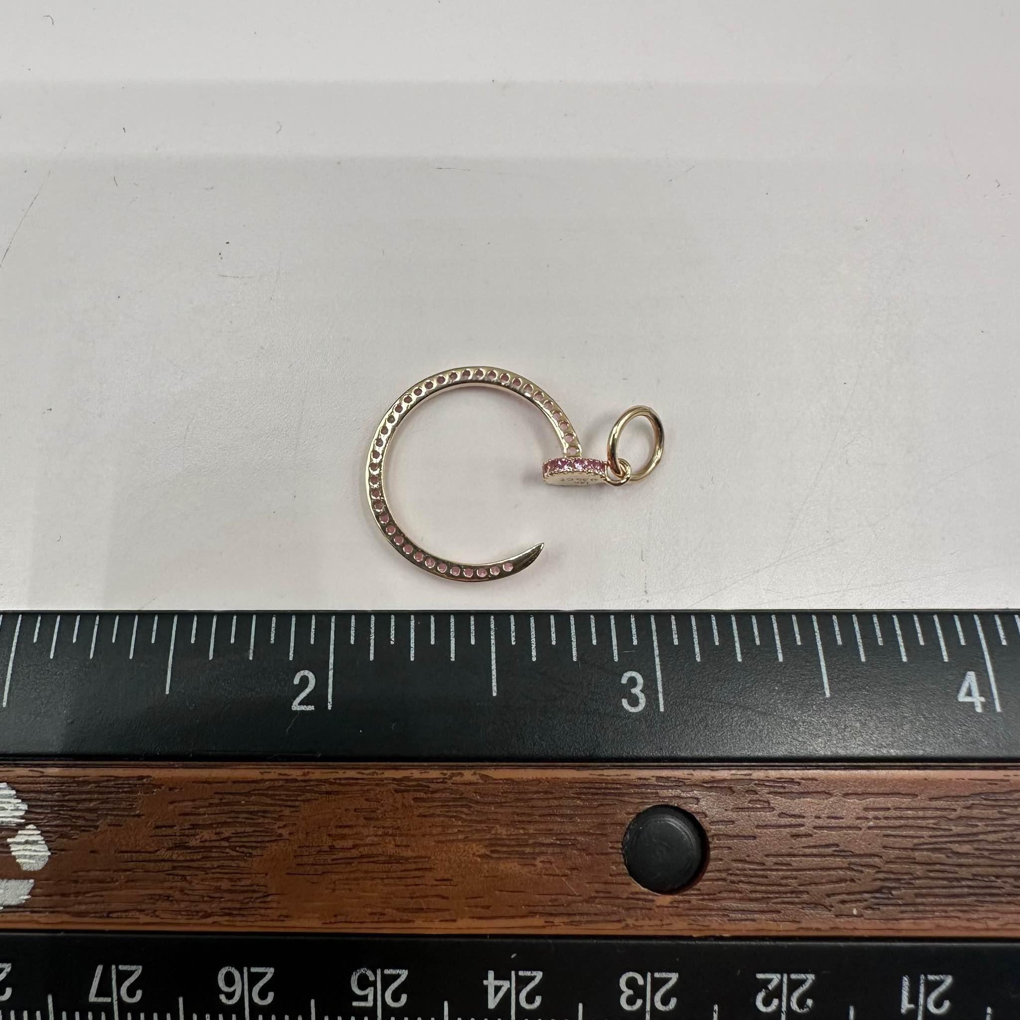 Pink Sapphire Hook Style Pendant in 14kt Yellow Gold – 0.35ctw, New In New Condition In West Hempstead, NY