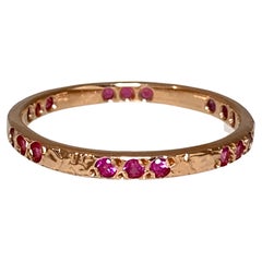 Pink Sapphire in 14 Karat Textured Rose Gold band from K.MITA - Small