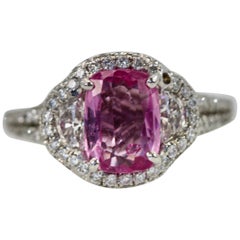 Pink Sapphire JB Star Mount in Platinum 2 Half Moon Side Diamonds