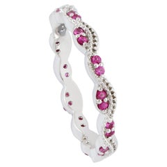 Anillo Mínimo de Zafiro Rosa en Oro Blanco de 18k