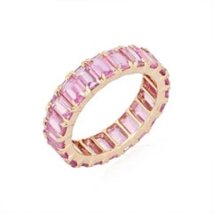 Pink Sapphire Motion 14K (or 18k upon request) Yellow Gold Diamond Eternity Ring