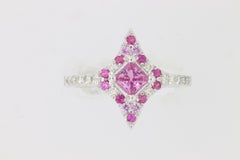 Pink Sapphire, Multi-Color Sapphire and Diamond Marquise Shield Inspired Ring