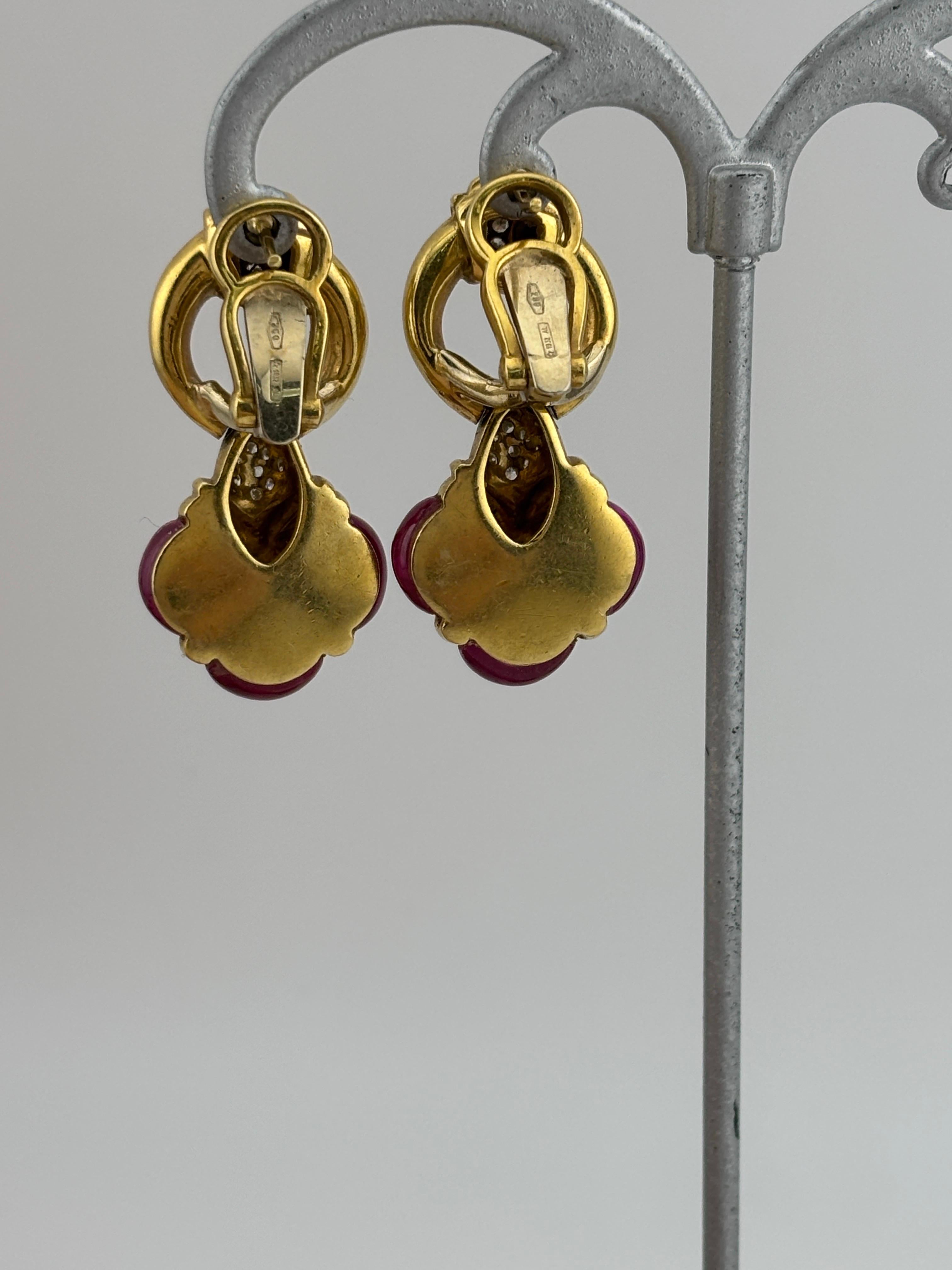 Orecchini con zaffiro rosa e diamante naturale in oro giallo 18k in vendita 5