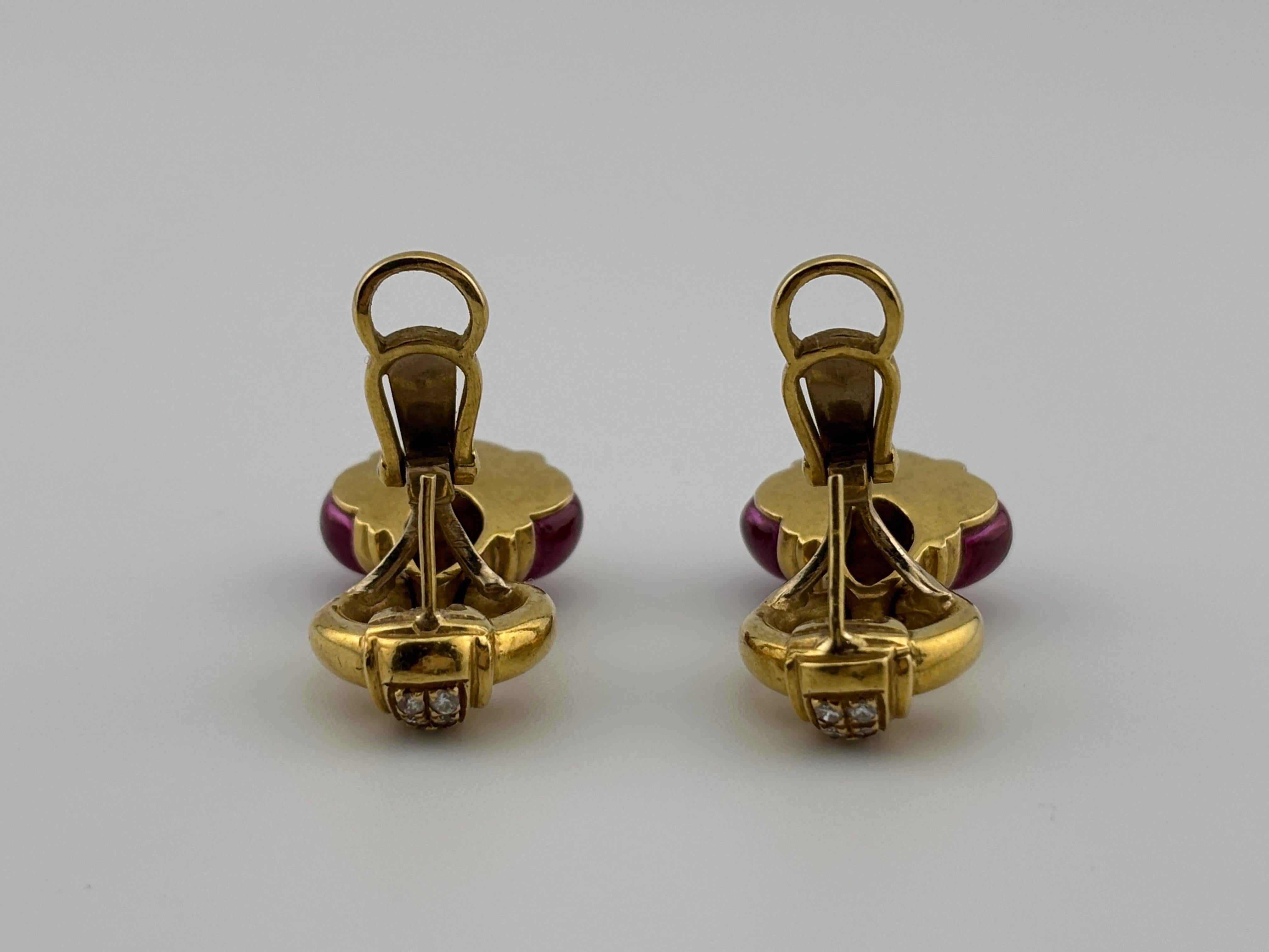 Orecchini con zaffiro rosa e diamante naturale in oro giallo 18k in vendita 6