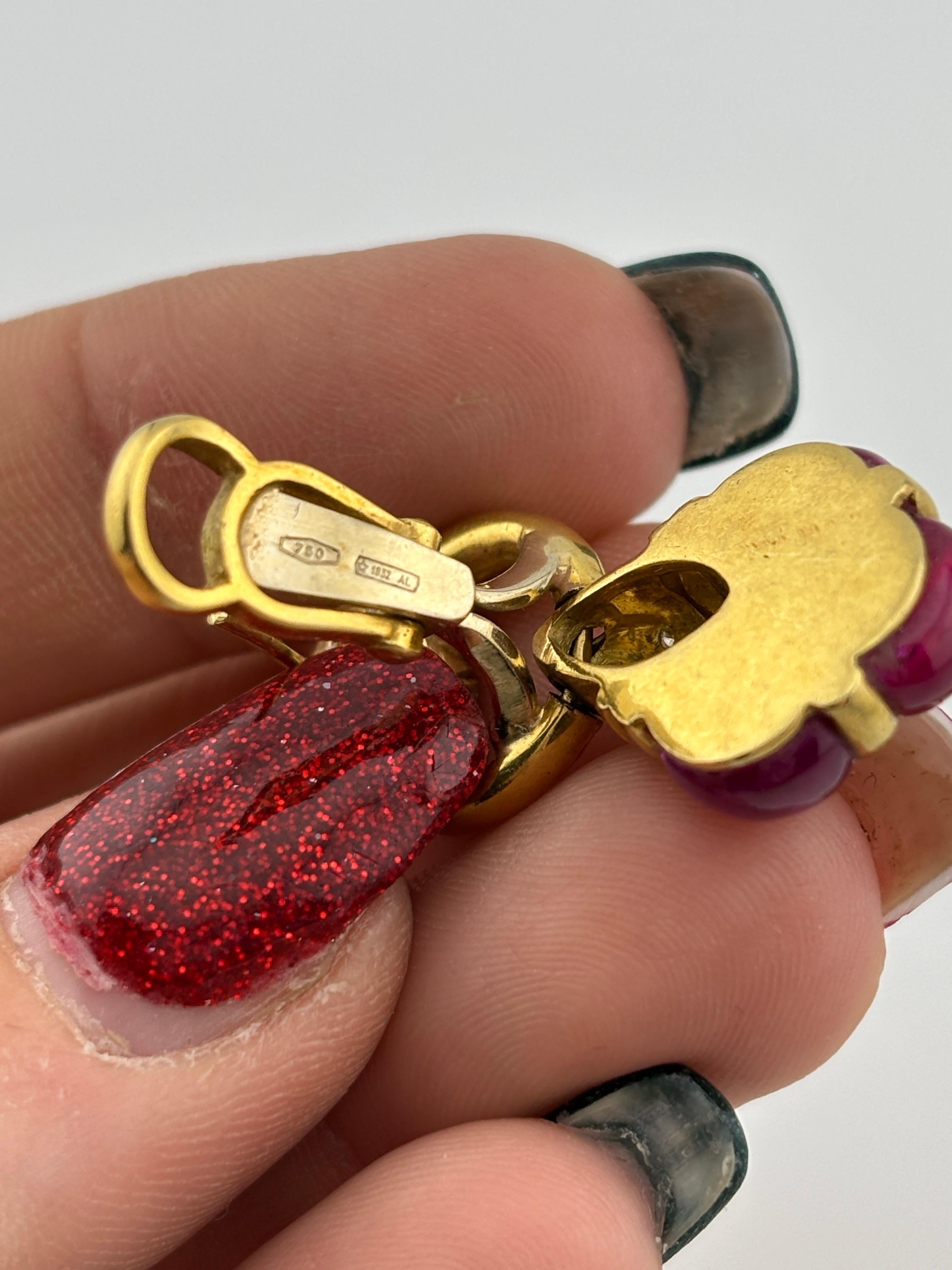 Orecchini con zaffiro rosa e diamante naturale in oro giallo 18k in vendita 7