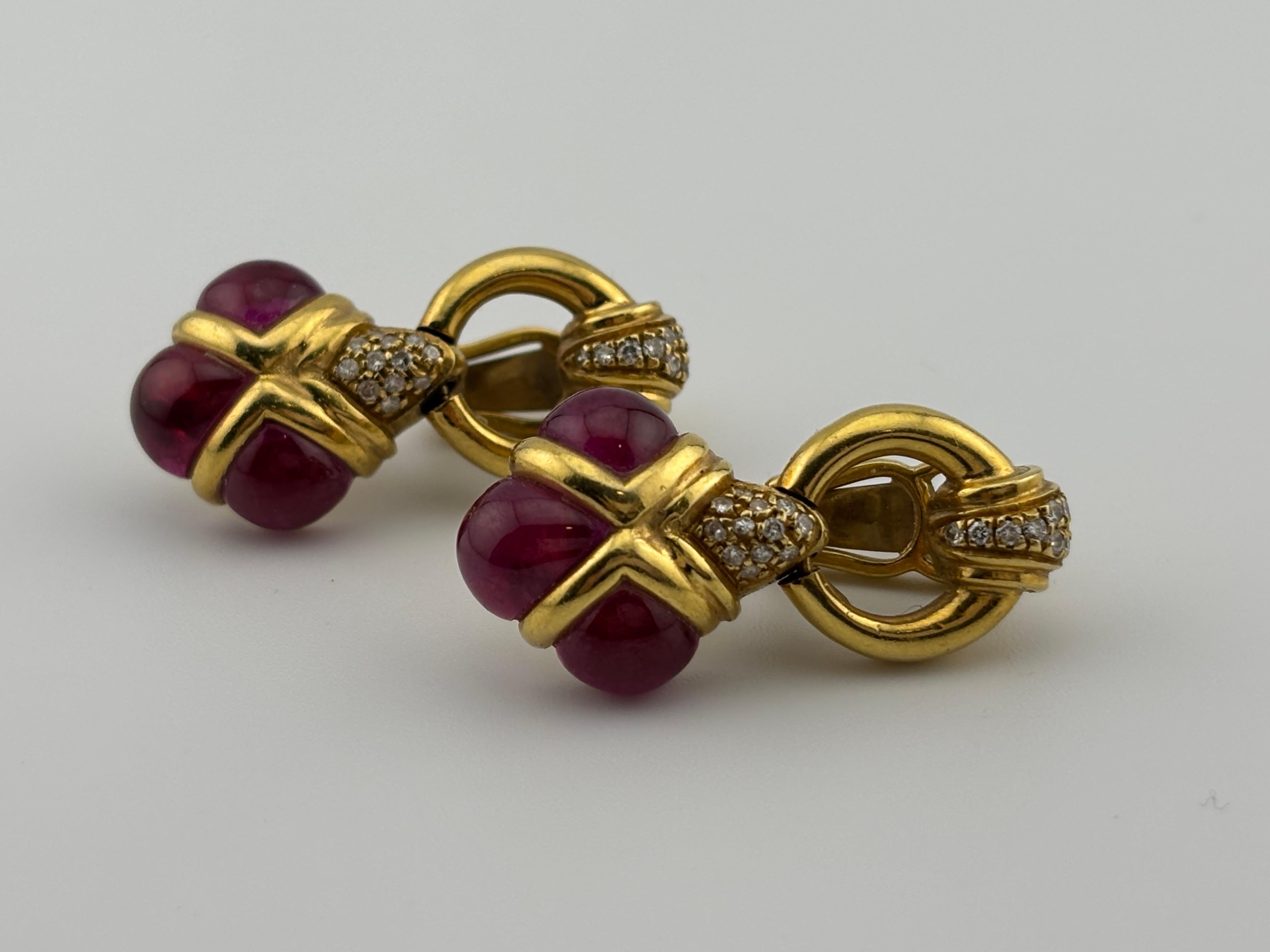 Orecchini con zaffiro rosa e diamante naturale in oro giallo 18k in vendita 9
