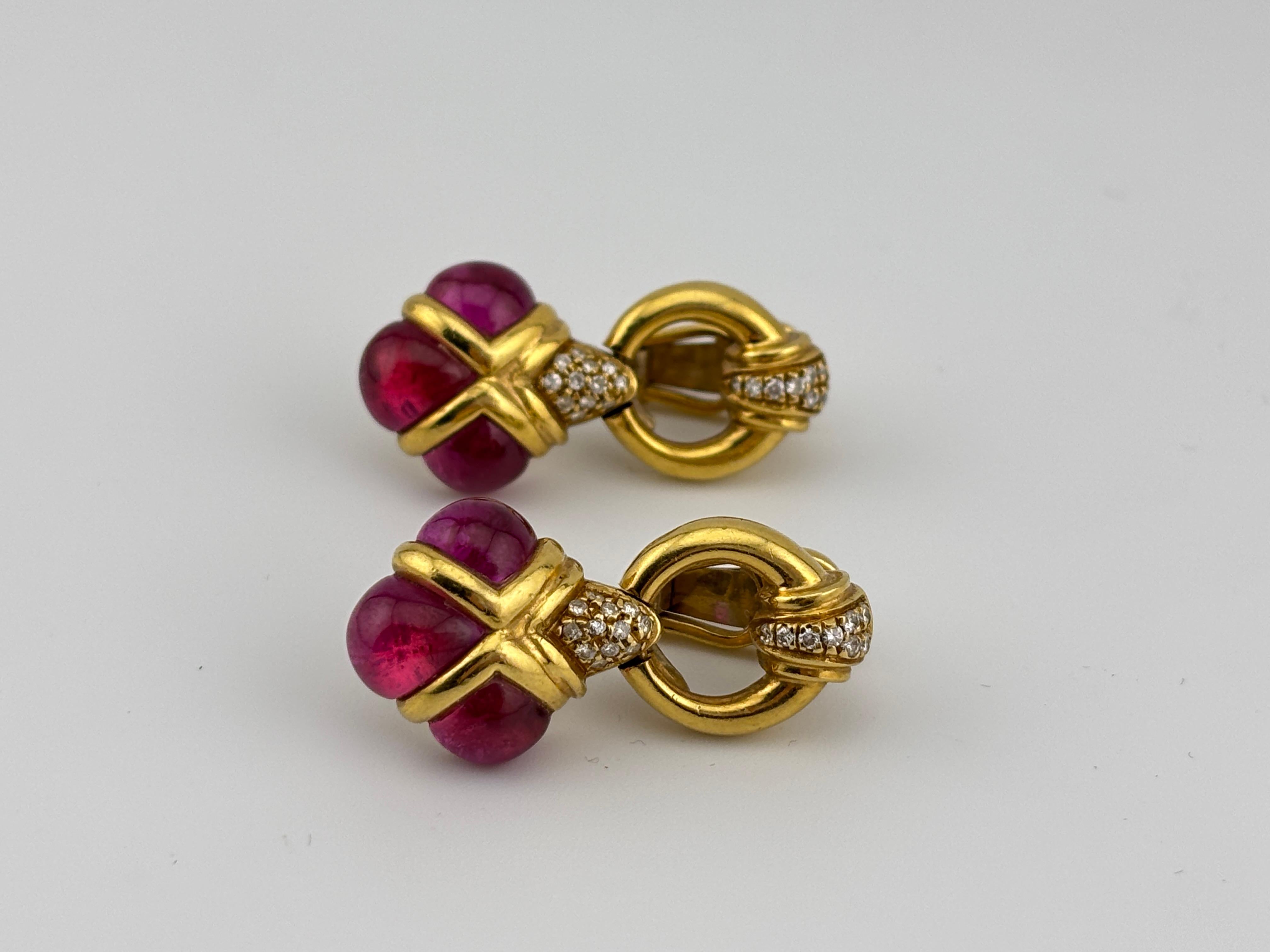Orecchini con zaffiro rosa e diamante naturale in oro giallo 18k in vendita 12