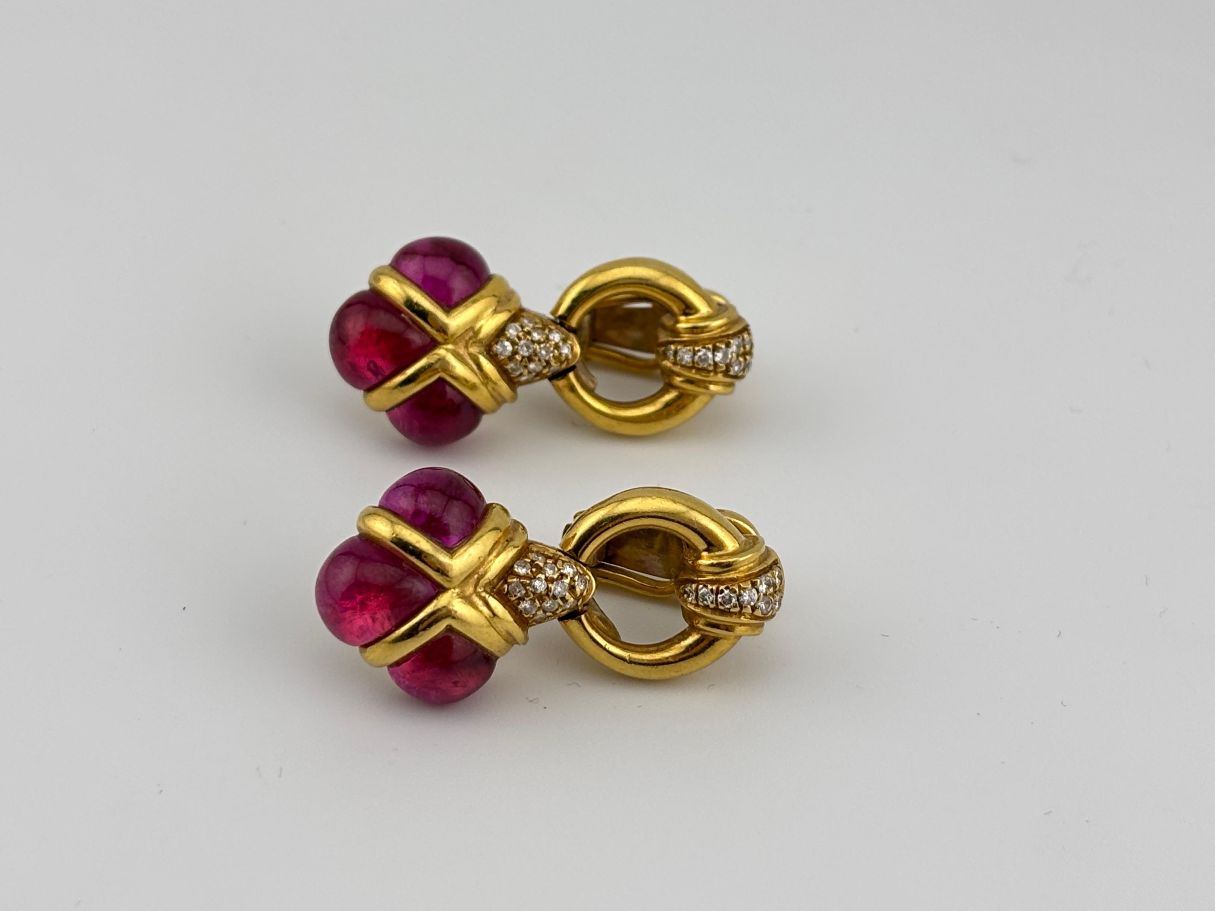 Orecchini con zaffiro rosa e diamante naturale in oro giallo 18k in vendita 13