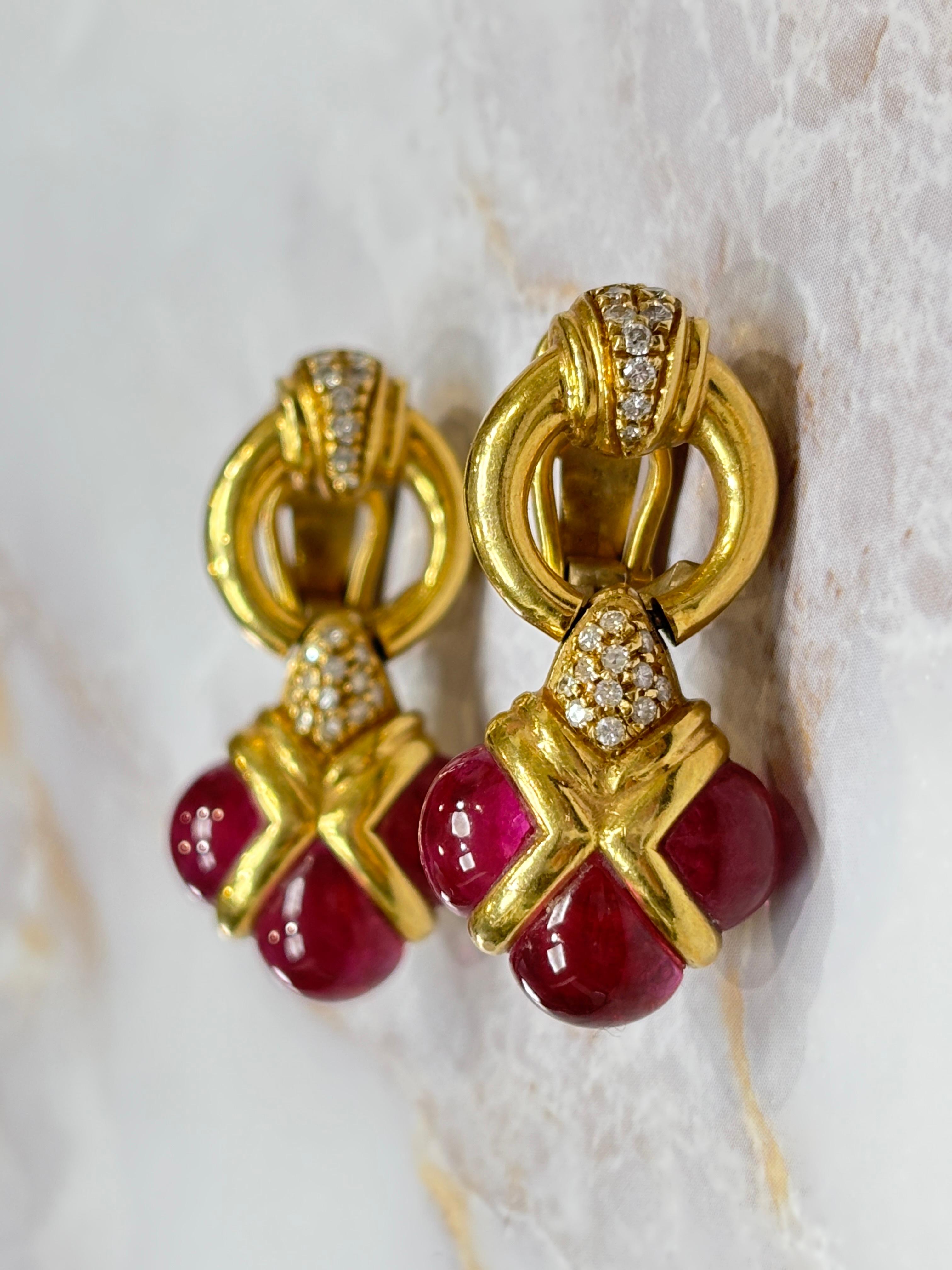 Orecchini con zaffiro rosa e diamante naturale in oro giallo 18k in vendita 15