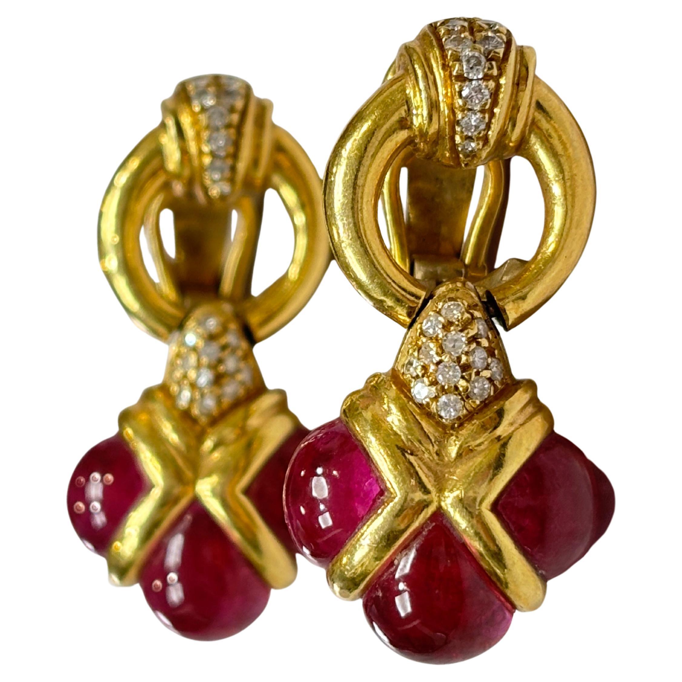 Taglio brillante Orecchini con zaffiro rosa e diamante naturale in oro giallo 18k in vendita