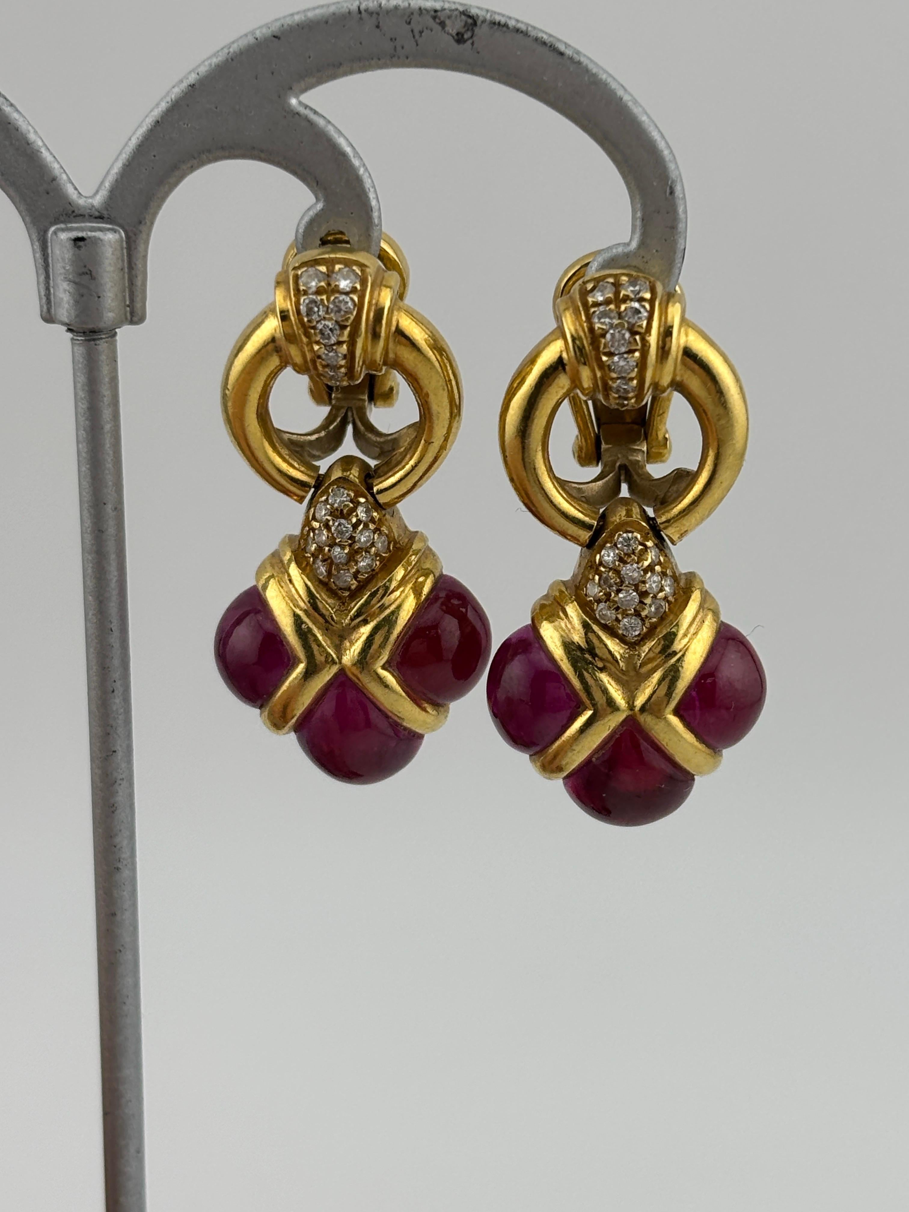 da uomo o donna Orecchini con zaffiro rosa e diamante naturale in oro giallo 18k in vendita