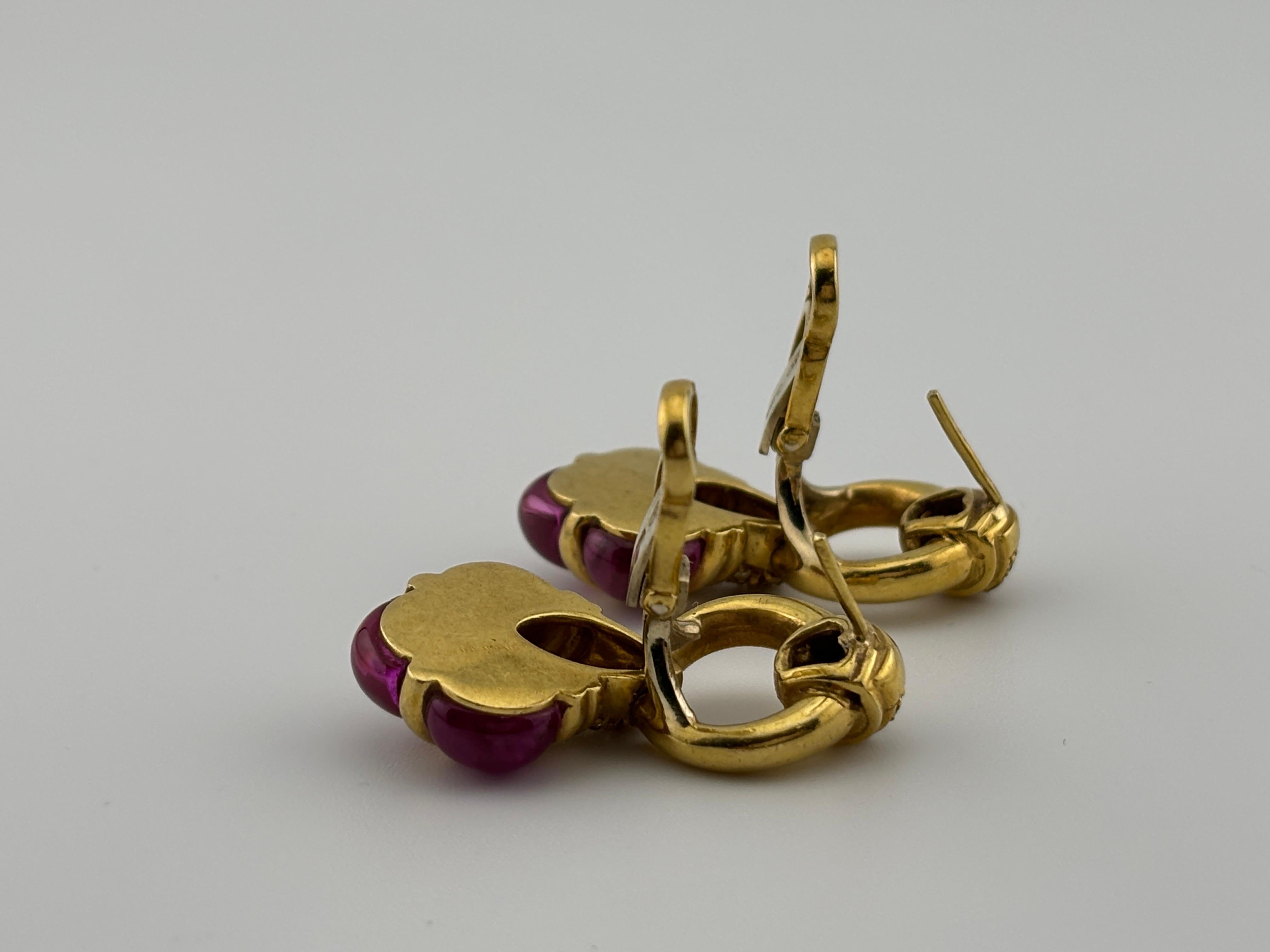 Orecchini con zaffiro rosa e diamante naturale in oro giallo 18k in vendita 1