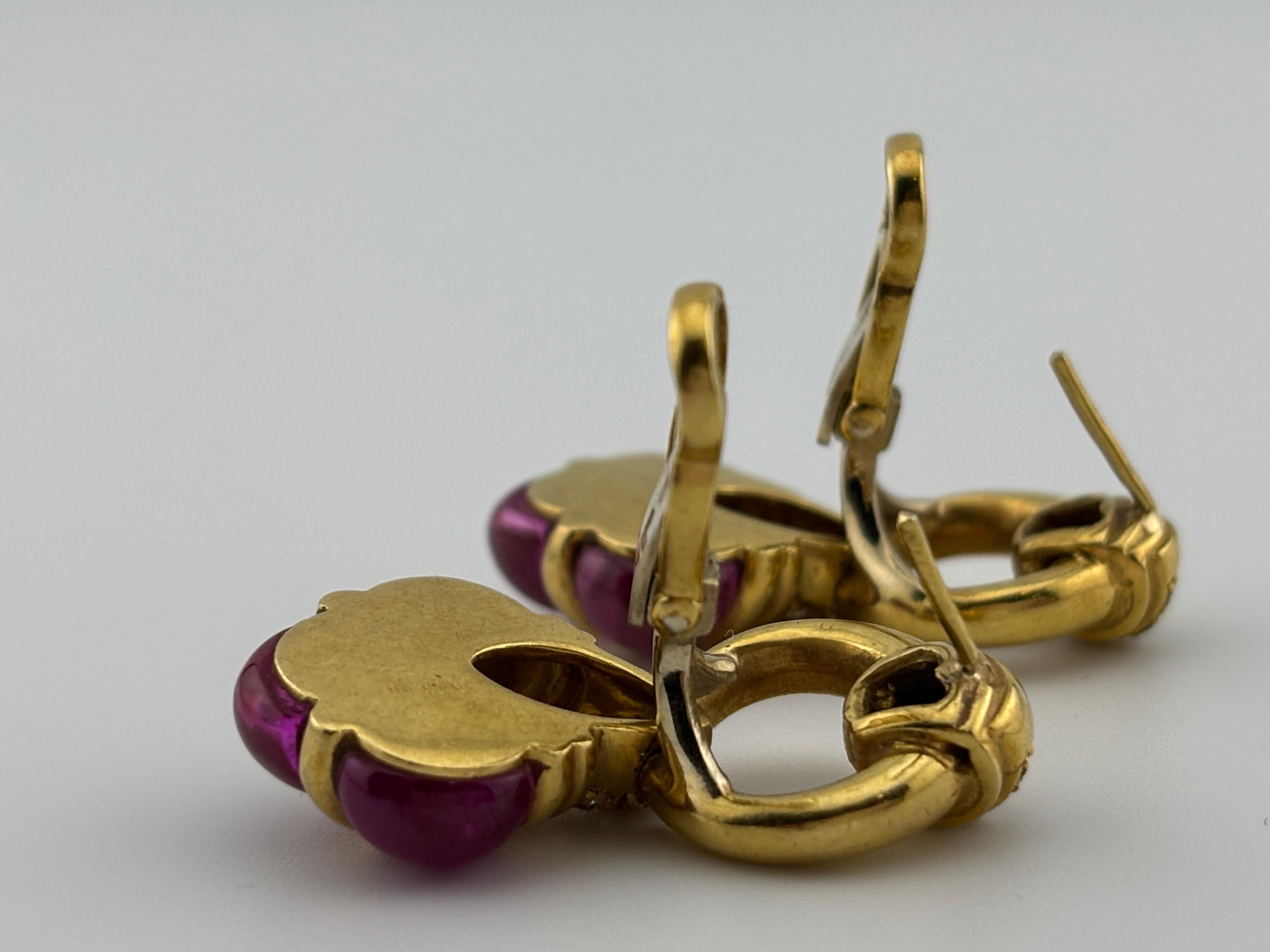 Orecchini con zaffiro rosa e diamante naturale in oro giallo 18k in vendita 2