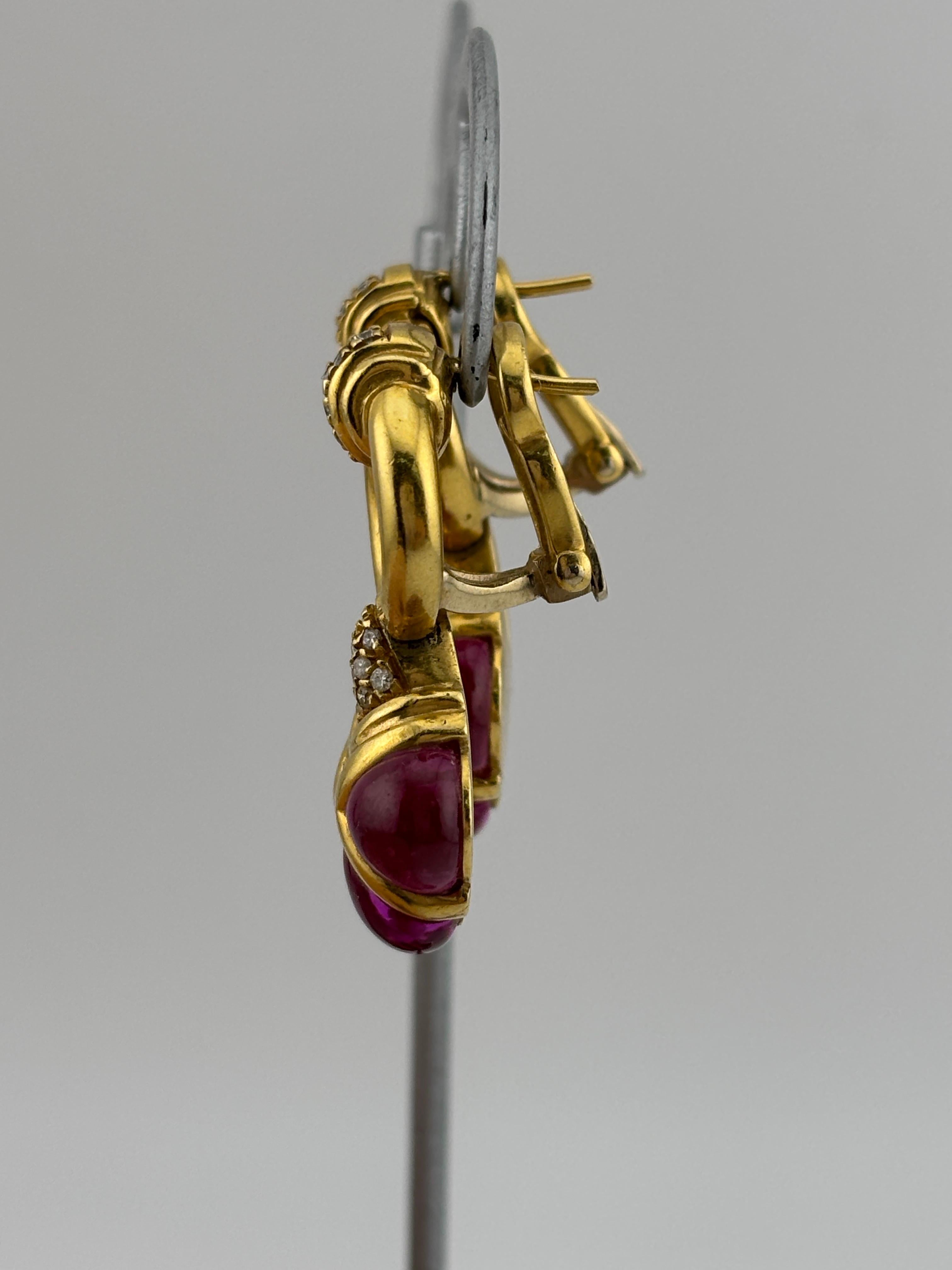 Orecchini con zaffiro rosa e diamante naturale in oro giallo 18k in vendita 3