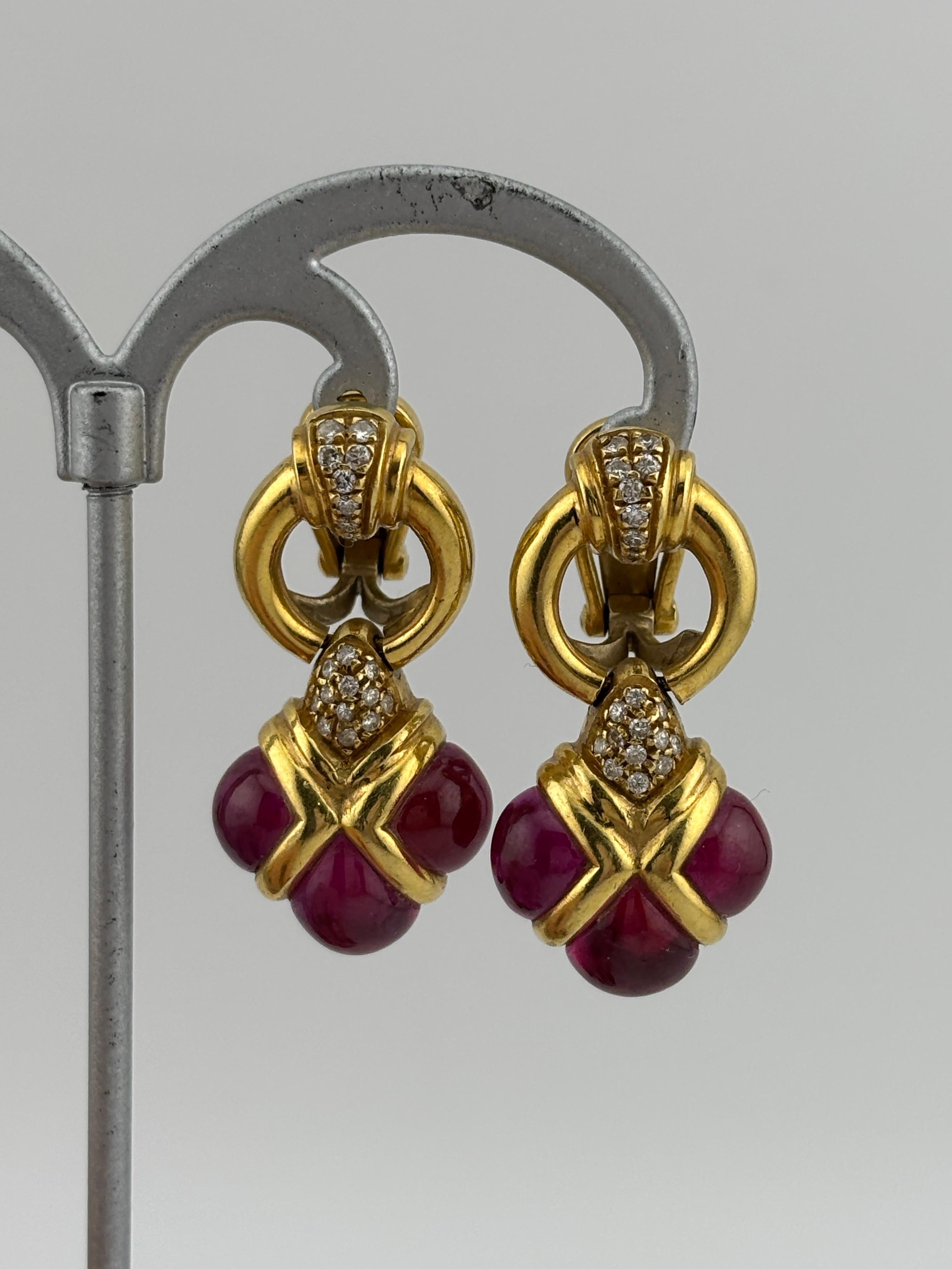 Orecchini con zaffiro rosa e diamante naturale in oro giallo 18k in vendita 4