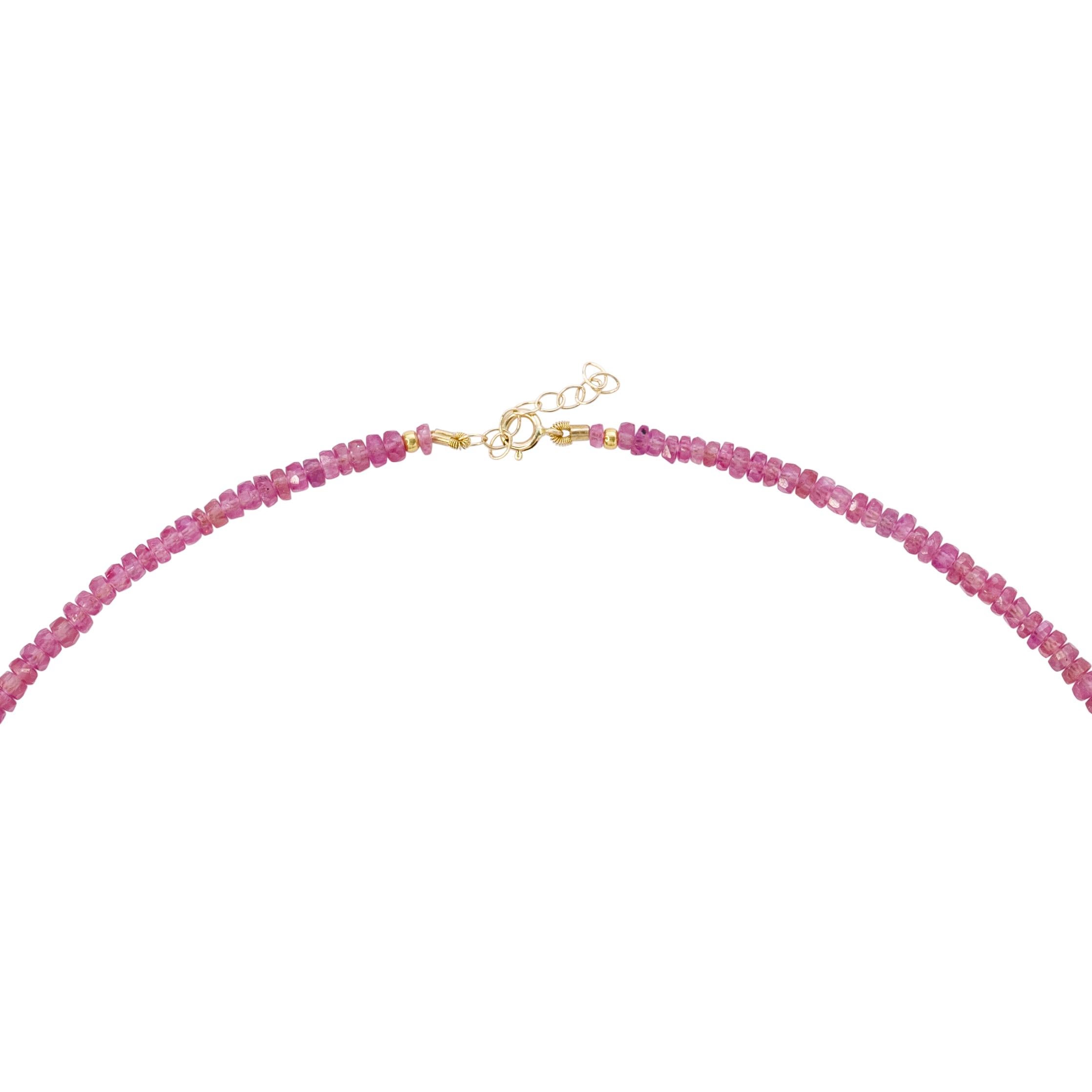 Bead Pink Sapphire Necklace 14K Gold -by Bombyx House For Sale