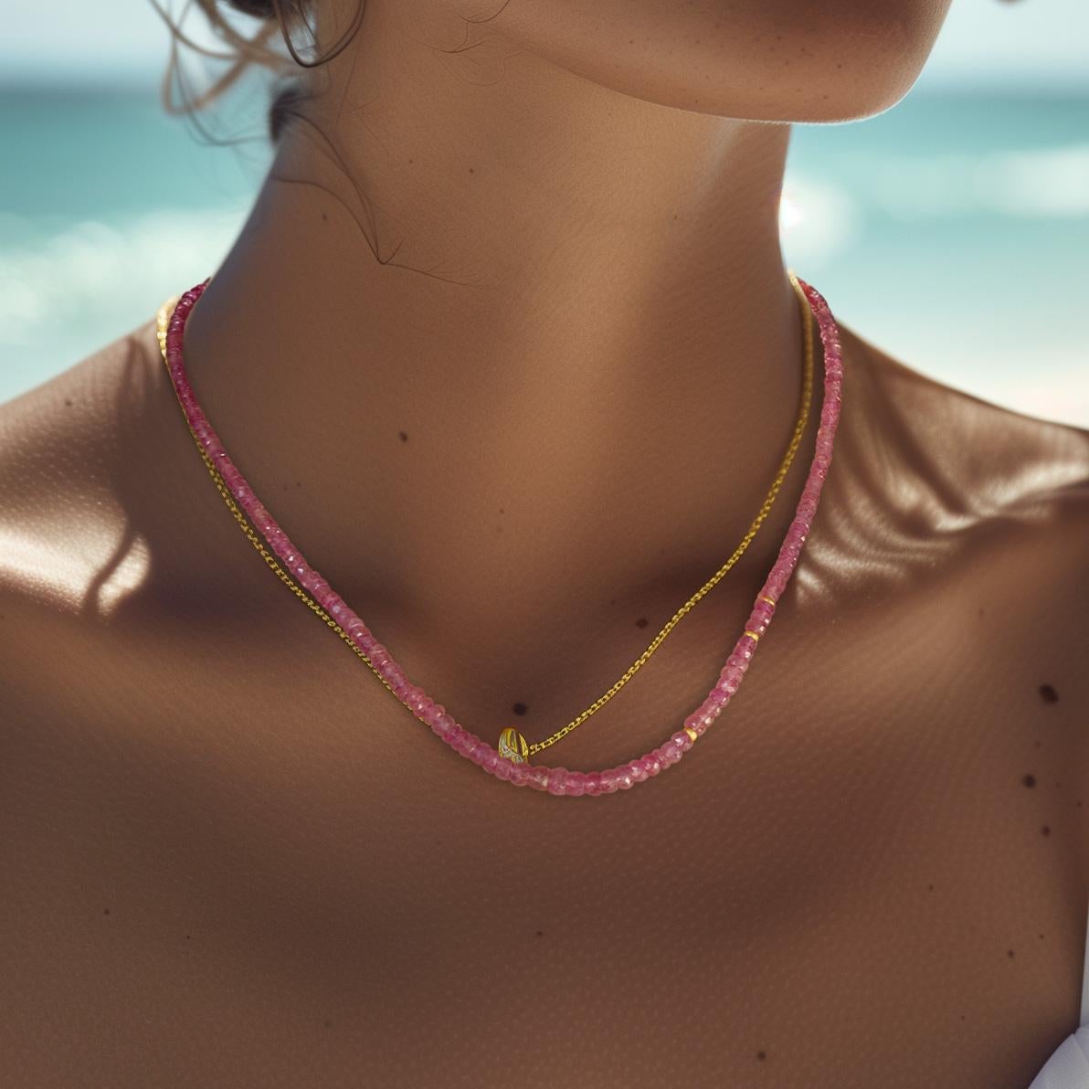 Collana di zaffiri rosa in oro 14K - by Bombyx House in vendita 2