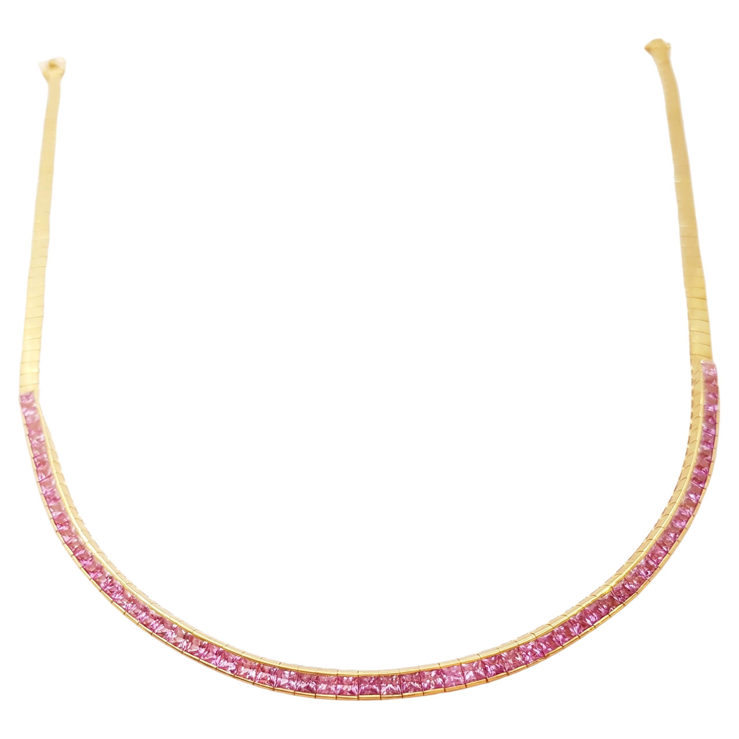 Pink Sapphire Necklace set in 18K Gold Settings For Sale