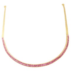 Pink Sapphire Necklace set in 18K Gold Settings