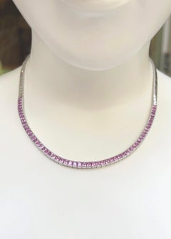 Pink Sapphire Necklace set in 18K White Gold Settings