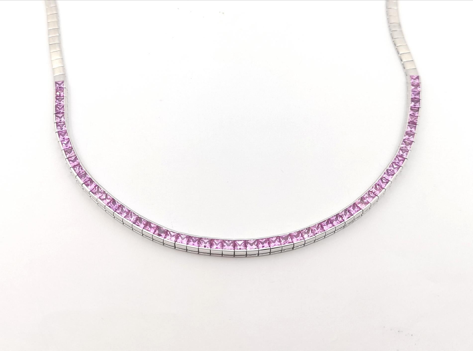 Collana con zaffiri rosa incastonati in oro bianco 18 carati in vendita 1