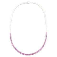 Collier en or blanc 18 carats serti de saphirs roses