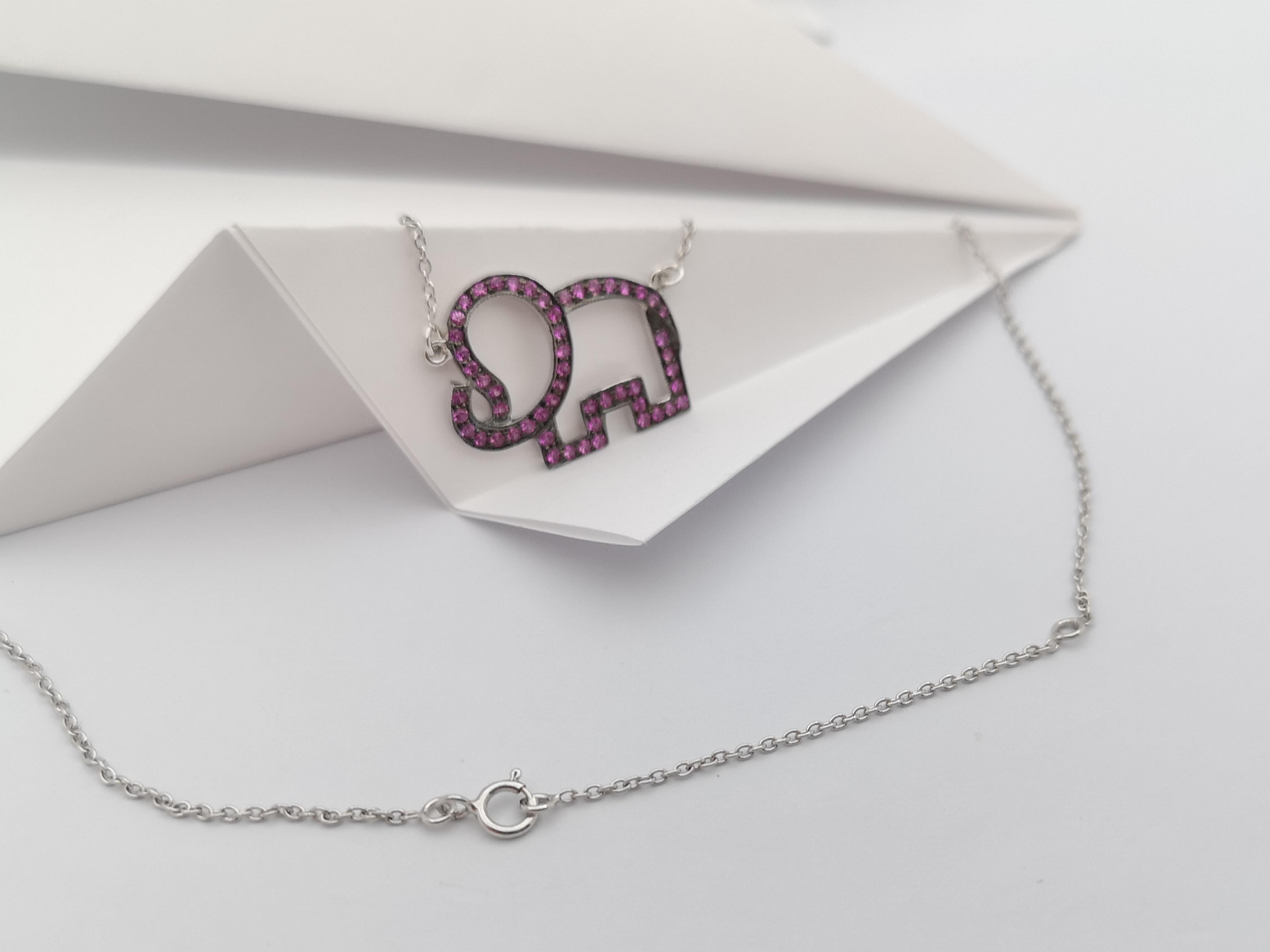 Pink Sapphire Necklace set in Silver Settings

Width:  1.9 cm 
Length:  45.5 cm
Total Weight: 3.36 grams

*Please note that the silver setting is plated with rhodium to promote shine and help prevent oxidation.  However, with the nature of silver,