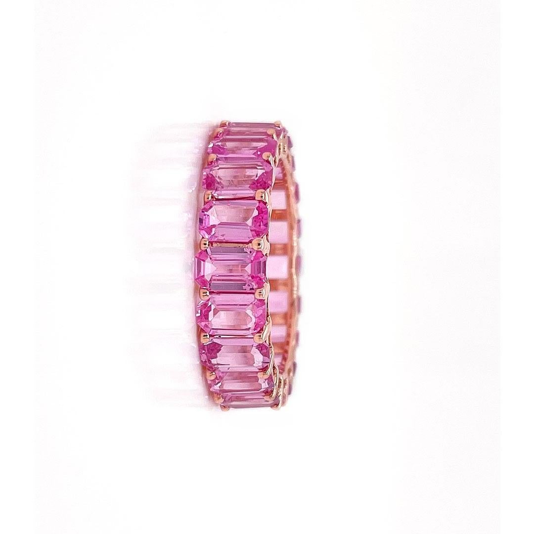 Achteckiges Band mit rosa Saphiren 14K Gold (Achteckschliff) im Angebot